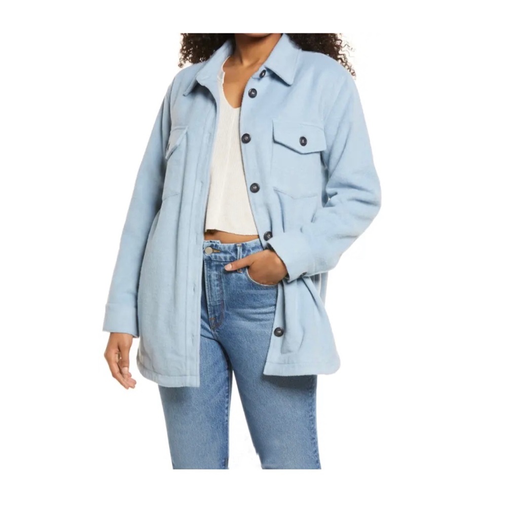 NWOT- THREAD & SUPPLY- Shirt Jacket in sky blue size L - Picture 1 of 10